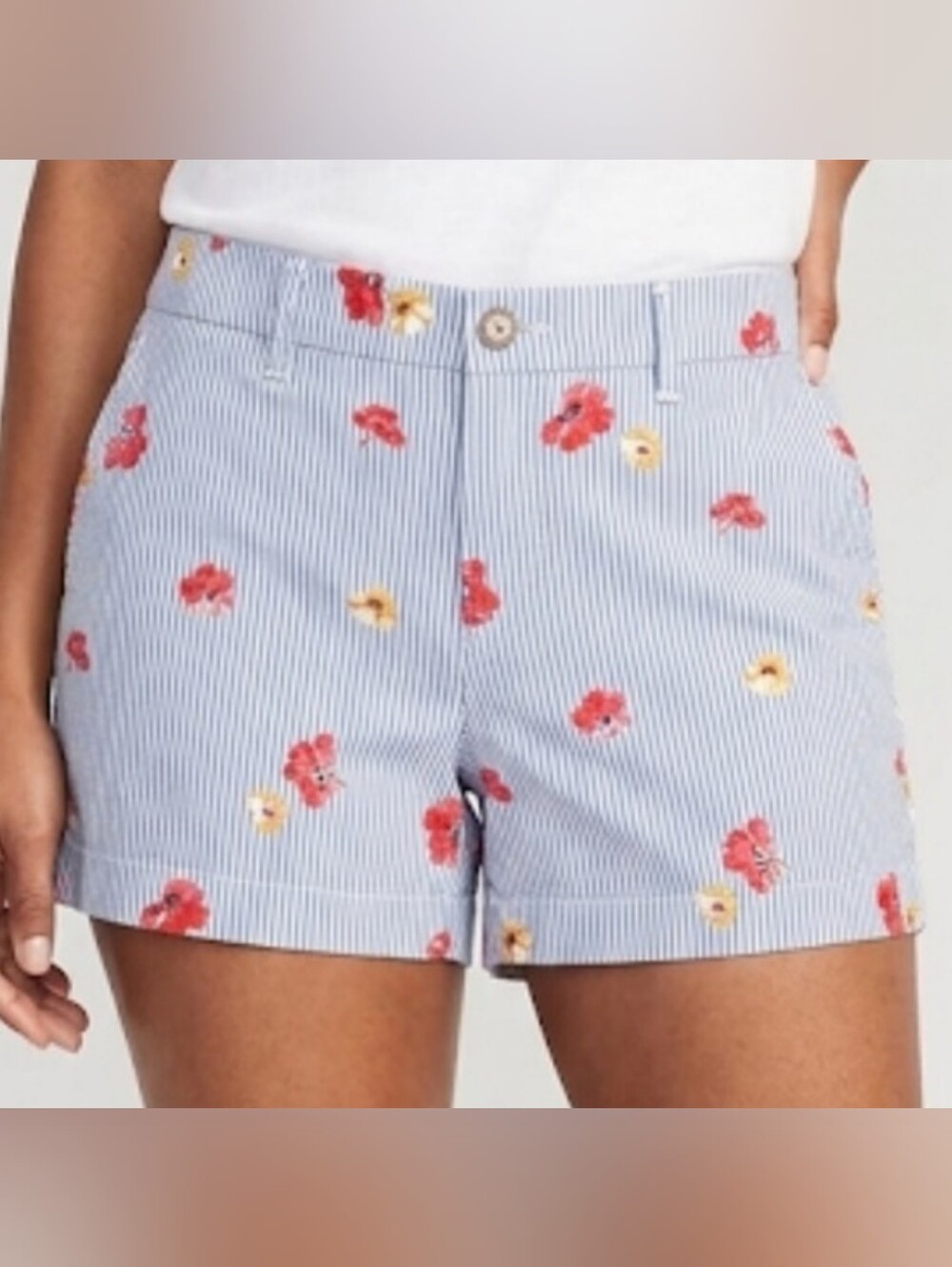 Old Navy Everyday Blue/White Pinstripe Floral Shorts